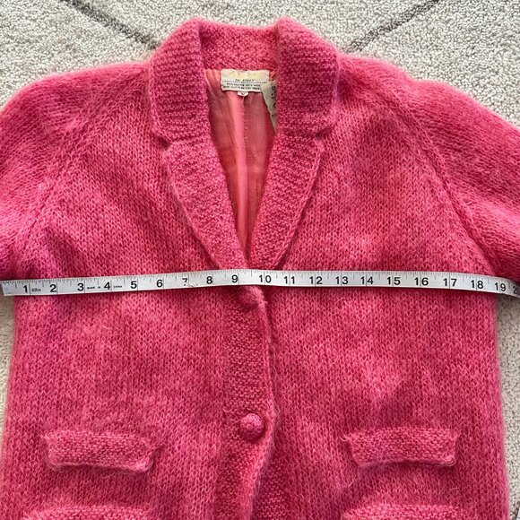 Vintage 60s Pretty in Pink Mohair & Wool Hand Knitted Cardigan Sweater Jackie-O - Picture 5 of 8